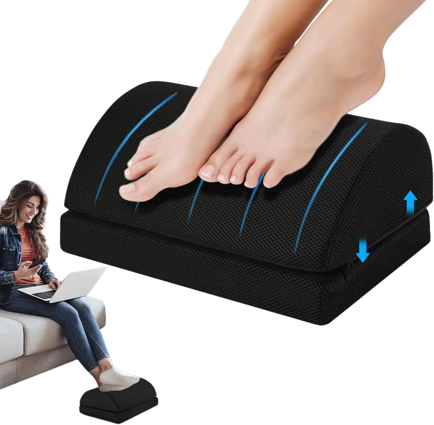 Kutabs Ergonomic Foot Rest Under Desk for Office desk accessories – Adjustable Height Memory Foam Foot Stool Under Desk for home Office Chair & Gaming Chair – for Back & Hip Pain Relief
