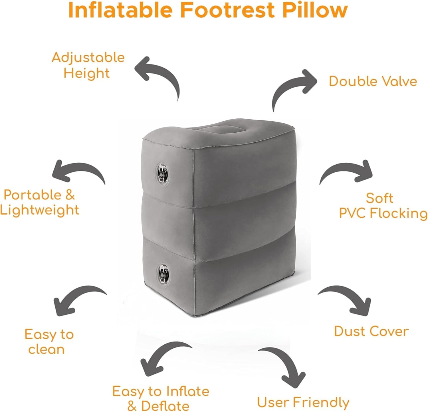 KUTABS Inflatable Travel Pillow Plane-Adjustable 3 Layers Travel Foot Rest Airplane are Paired with Sleep-enhancing Travel Accessories Like Eye Mask & Ear Plugs.Ideal for Car, Lounges,Offices & Planes - Image 3